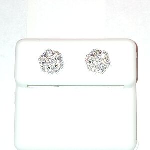 Brilliant White Moissanite Cluster Stud Earrings - Women Jewelry